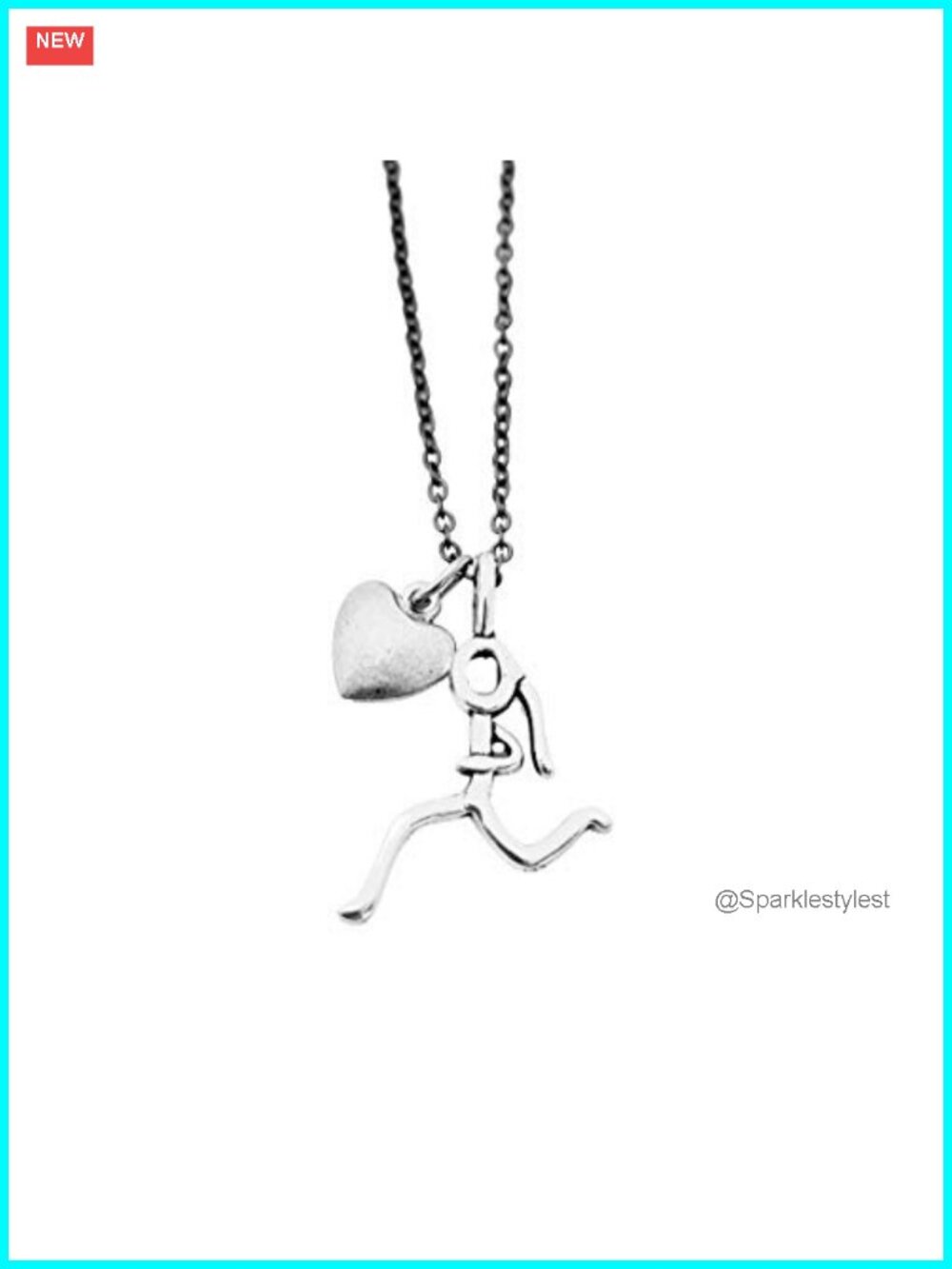 Pewter Runner Girl Heart Necklace on Gunmetal Chain